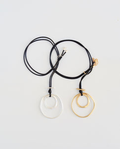 Double hoop with disc necklace
